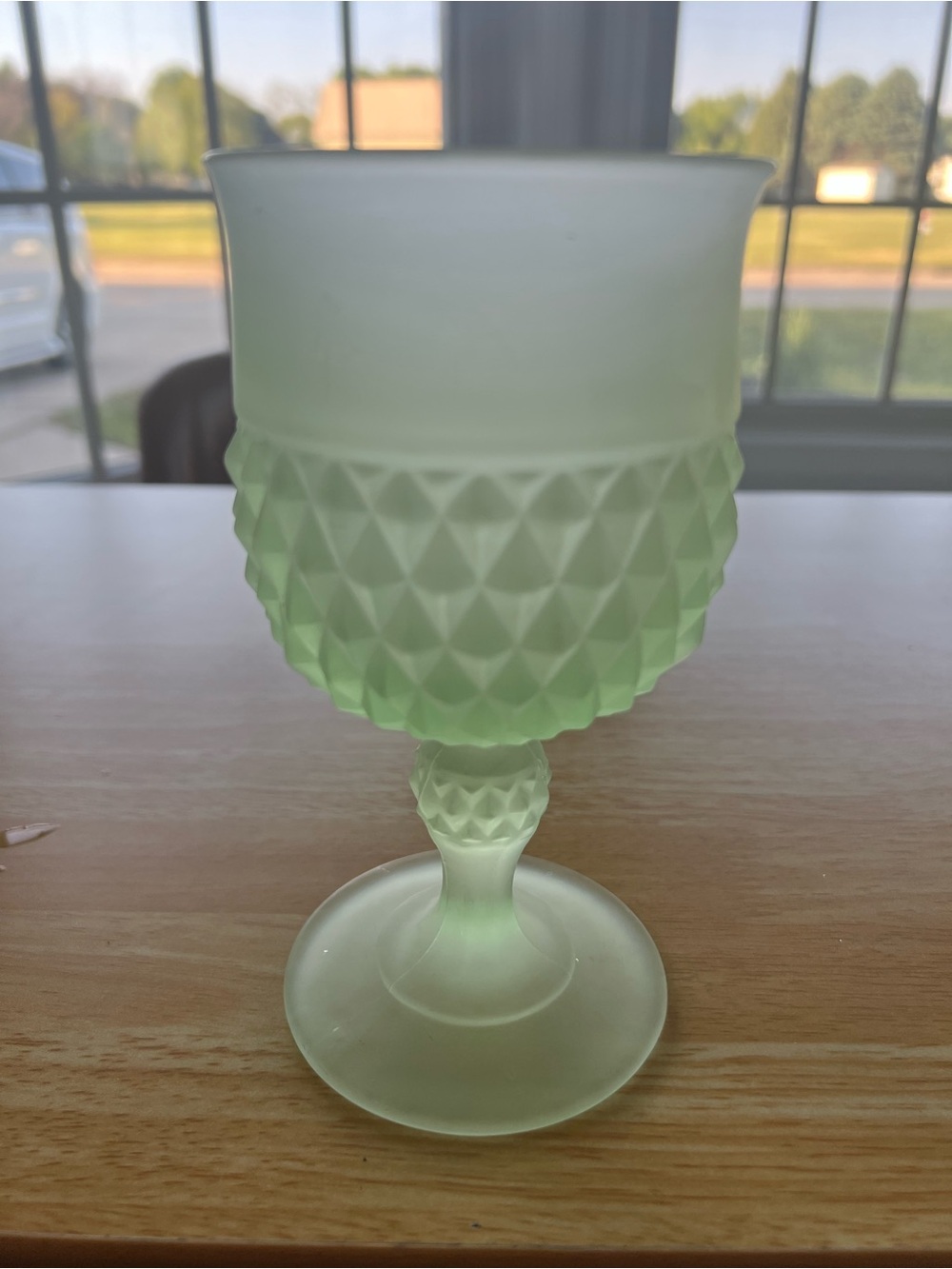 Green Frosted Glass Goblet - Home Dining